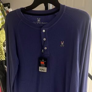 Psycho Bunny Men's Purple Long Sleeve Henley